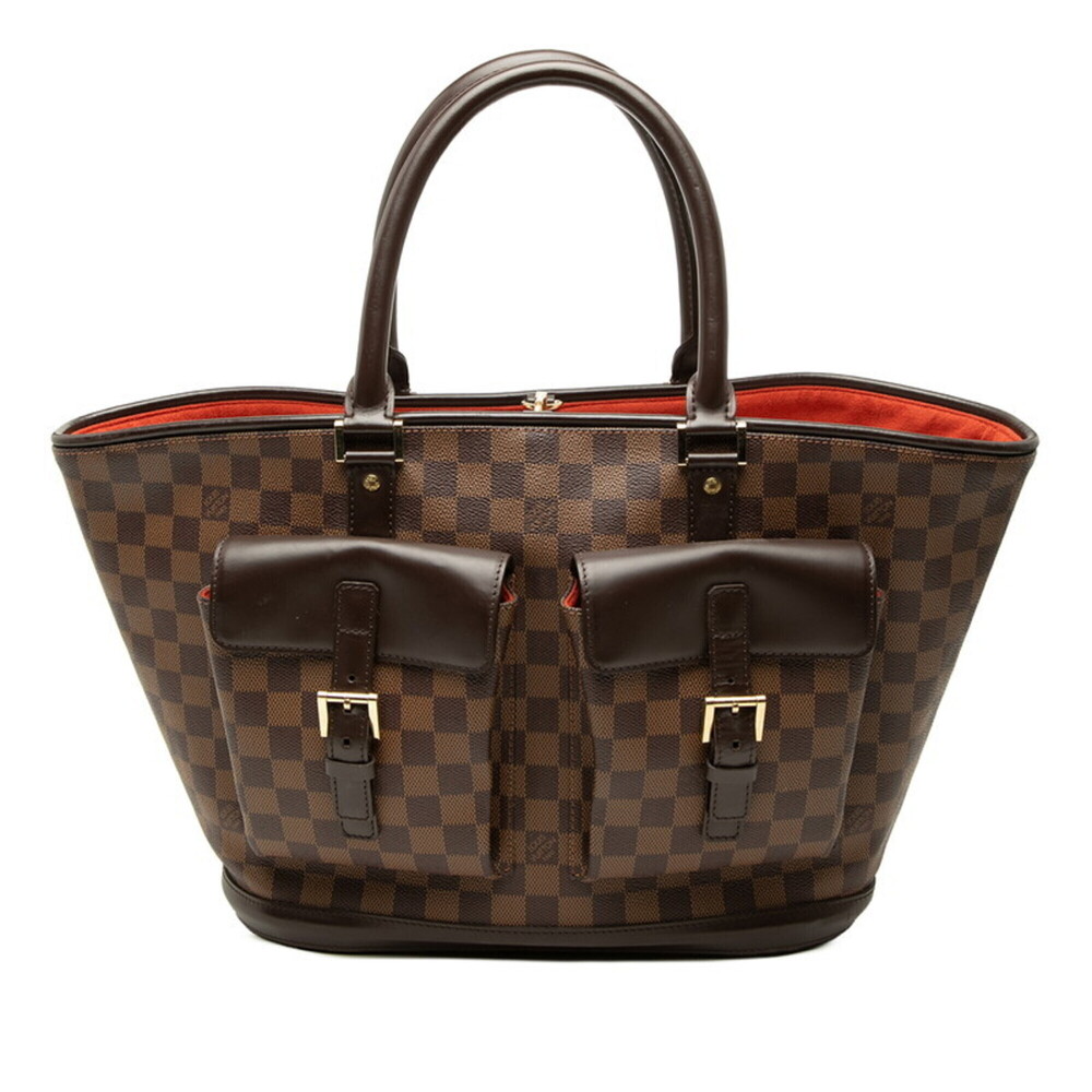Louis Vuitton Damier Manosque GM Handbag N51120 Brown Leather Women's LOUIS V...